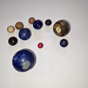Bennington and clay marbles 11 total size 32.9mm to 9.7mm